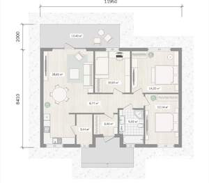 Дом 106м², 1-этажный, участок 7 сот.  