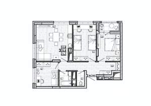 3-к квартира, вторичка, 72м2, 15/15 этаж
