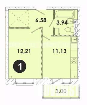 1-к квартира, строящийся дом, 38м2, 4/5 этаж