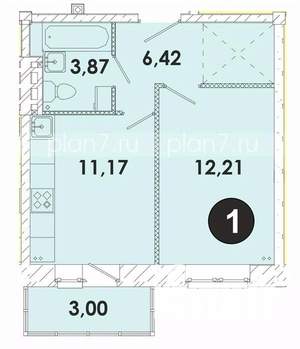 1-к квартира, строящийся дом, 35м2, 2/5 этаж