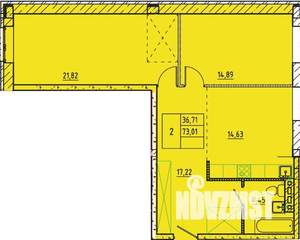 2-к квартира, строящийся дом, 73м2, 1/4 этаж