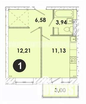 1-к квартира, строящийся дом, 38м2, 3/5 этаж