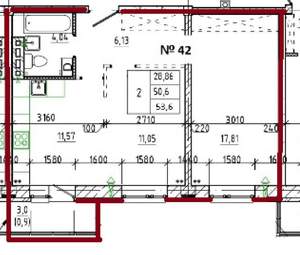 2-к квартира, вторичка, 56м2, 5/6 этаж