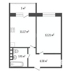 1-к квартира, вторичка, 34м2, 4/5 этаж