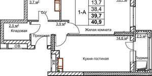1-к квартира, вторичка, 40м2, 10/18 этаж