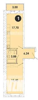 1-к квартира, строящийся дом, 46м2, 5/5 этаж