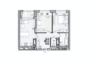 2-к квартира, вторичка, 55м2, 5/15 этаж