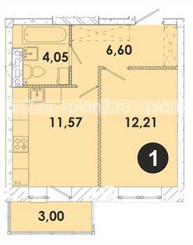 1-к квартира, строящийся дом, 35м2, 2/5 этаж