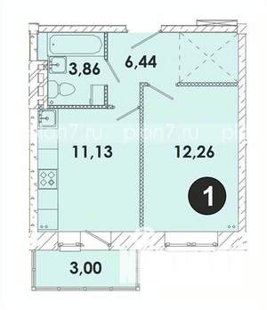 1-к квартира, строящийся дом, 37м2, 2/5 этаж