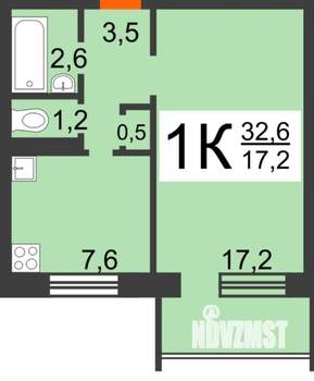 1-к квартира, вторичка, 33м2, 2/9 этаж