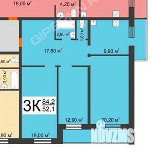 3-к квартира, вторичка, 85м2, 9/9 этаж
