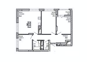 3-к квартира, вторичка, 72м2, 9/15 этаж