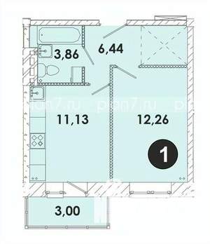 1-к квартира, строящийся дом, 37м2, 4/5 этаж