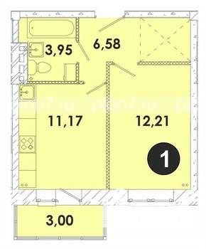 1-к квартира, строящийся дом, 37м2, 4/5 этаж