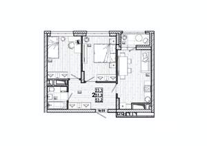 2-к квартира, вторичка, 53м2, 11/15 этаж