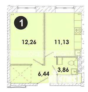 1-к квартира, строящийся дом, 34м2, 1/5 этаж