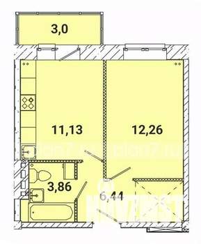 1-к квартира, строящийся дом, 37м2, 2/5 этаж