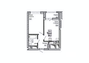 1-к квартира, вторичка, 34м2, 12/15 этаж