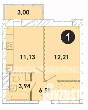 1-к квартира, строящийся дом, 37м2, 2/5 этаж