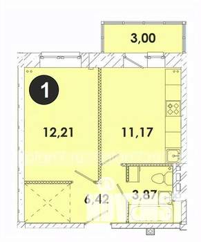 1-к квартира, строящийся дом, 38м2, 4/5 этаж