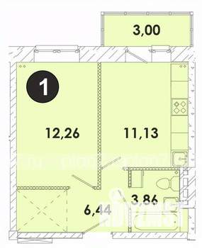1-к квартира, строящийся дом, 37м2, 2/5 этаж
