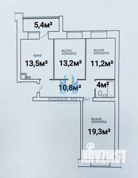 3-к квартира, вторичка, 72м2, 4/9 этаж