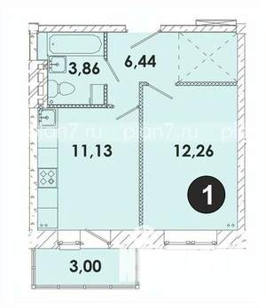 1-к квартира, строящийся дом, 37м2, 3/5 этаж