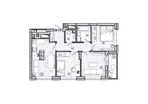 3-к квартира, вторичка, 56м2, 15/15 этаж