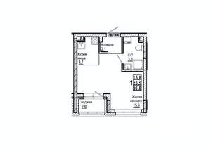 Студия квартира, вторичка, 27м2, 1/15 этаж