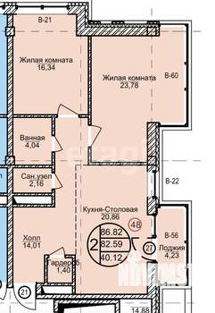 2-к квартира, вторичка, 86м2, 4/10 этаж
