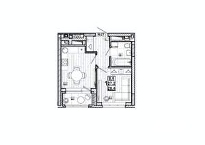 1-к квартира, вторичка, 28м2, 4/15 этаж