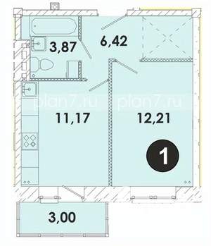 1-к квартира, строящийся дом, 37м2, 3/5 этаж