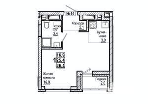 Студия квартира, строящийся дом, 26м2, 6/15 этаж