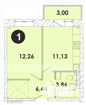 1-к квартира, строящийся дом, 37м2, 4/5 этаж