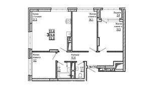 3-к квартира, вторичка, 72м2, 4/15 этаж
