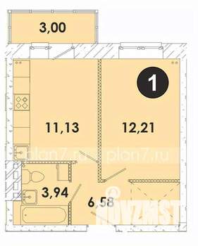 1-к квартира, строящийся дом, 37м2, 3/5 этаж