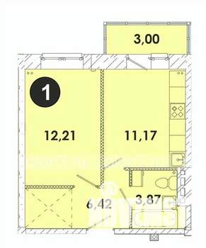 1-к квартира, строящийся дом, 37м2, 2/5 этаж