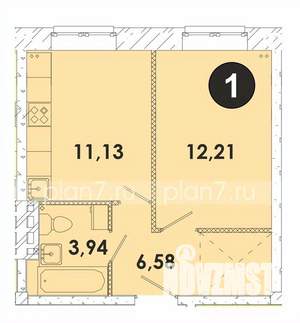 1-к квартира, строящийся дом, 34м2, 1/5 этаж