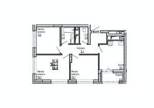 3-к квартира, строящийся дом, 56м2, 13/15 этаж