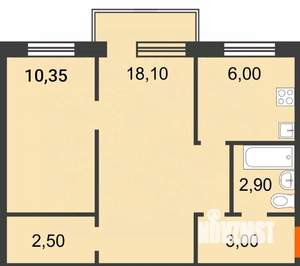 2-к квартира, вторичка, 43м2, 5/5 этаж