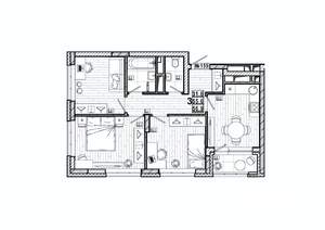 3-к квартира, вторичка, 57м2, 2/15 этаж
