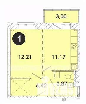 1-к квартира, строящийся дом, 34м2, 5/5 этаж