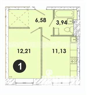 1-к квартира, строящийся дом, 34м2, 3/5 этаж