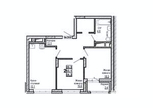2-к квартира, вторичка, 54м2, 13/15 этаж