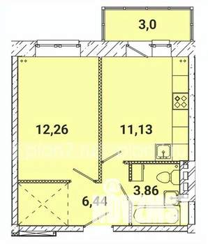 1-к квартира, строящийся дом, 37м2, 3/5 этаж