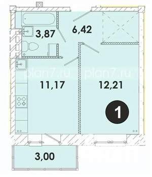 1-к квартира, вторичка, 37м2, 3/5 этаж