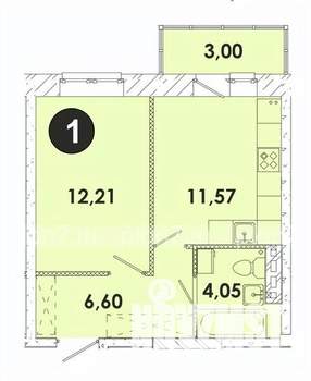 1-к квартира, строящийся дом, 37м2, 2/5 этаж