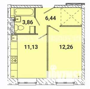 1-к квартира, строящийся дом, 34м2, 1/5 этаж