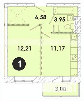 1-к квартира, строящийся дом, 37м2, 3/5 этаж