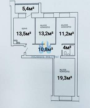 3-к квартира, вторичка, 72м2, 4/9 этаж